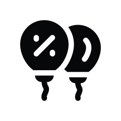 discount balloon glyph icon. Strong and solid vector icon for websites, mobile interfaces, presentations, and visual branding. High quality and easy to edit.