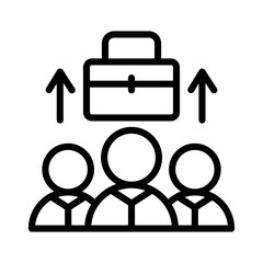 Human resources outline icon. Human resources icon isolated on white background. Transparent background, minimalist symbol. Vector images