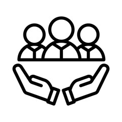 Human resources outline icon. Human resources icon isolated on white background. Transparent background, minimalist symbol. Vector images