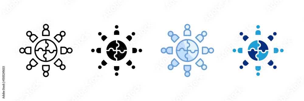 Poster collaboration icon set multiple style collection