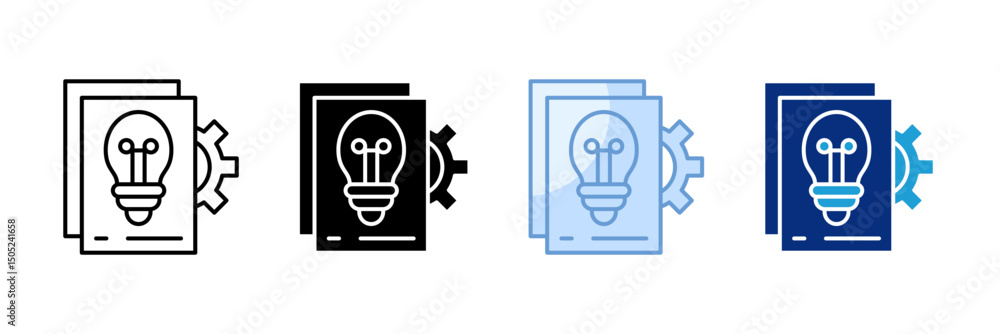 Poster process icon set multiple style collection