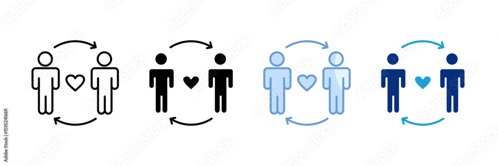 Poster relationship icon set multiple style collection