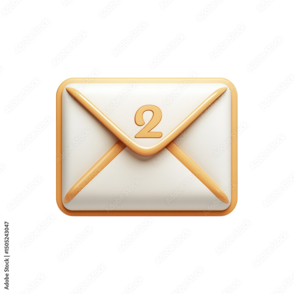 Poster new messages alert a golden notification for pending letters is waiting to on transparent background