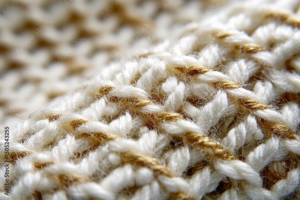 Poster detailed view of handwoven fabric showcasing intricate pattern and texture in natural colors