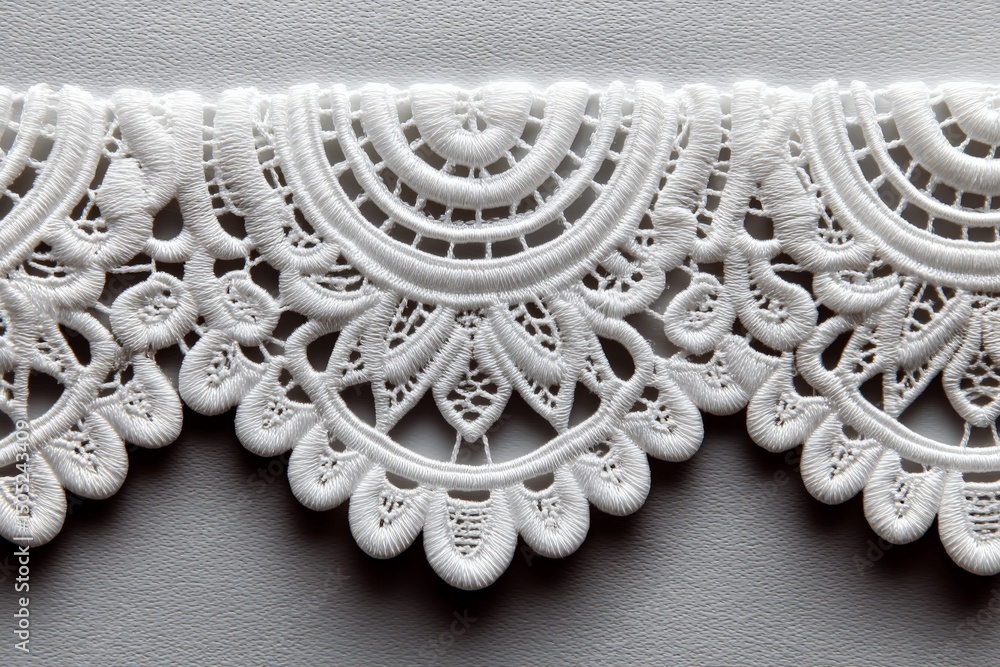 Poster delicate white lace trim displaying intricate patterns and designs suitable for various craft projec