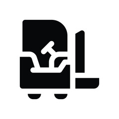 forklift glyph icon. Strong and solid vector icon for websites, mobile interfaces, presentations, and visual branding. High quality and easy to edit.