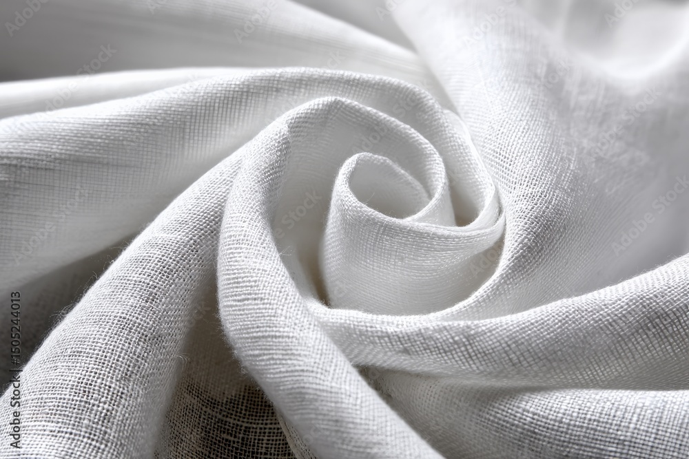 Poster Soft white fabric draped in intricate folds creating a visual texture of elegance and simplicity