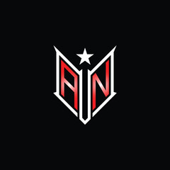 Fototapeta premium Modern Lettermark Logo with Star and Red Gradient on Black Background