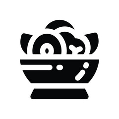 salad glyph icon. Strong and solid vector icon for websites, mobile interfaces, presentations, and visual branding. High quality and easy to edit.