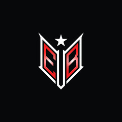 Fototapeta premium Modern Lettermark Logo with Star and Red Gradient on Black Background