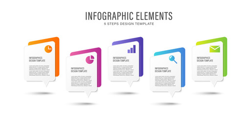 Modern infographic elements for business. Speech bubble infographic template with icons and text