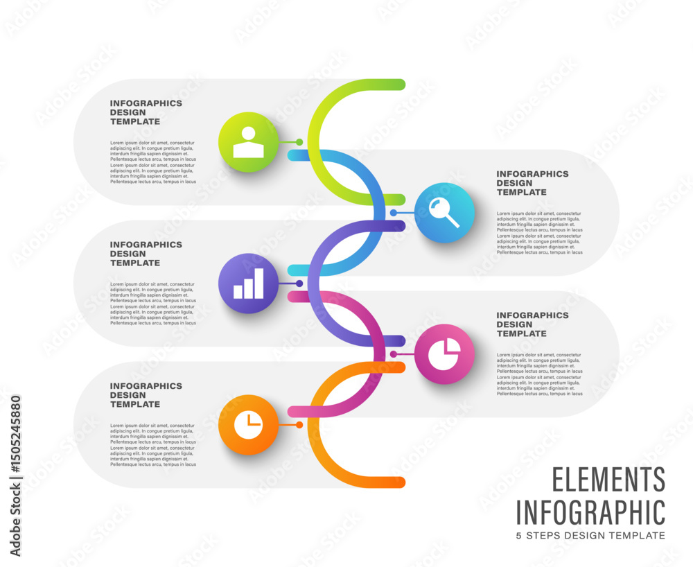 Poster modern vertical infographic template on five processes. business template for presentation slides