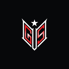Fototapeta premium Modern Lettermark Logo with Star and Red Gradient on Black Background