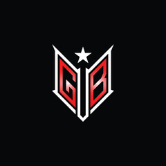 Fototapeta premium Modern Lettermark Logo with Star and Red Gradient on Black Background
