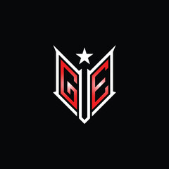 Fototapeta premium Modern Lettermark Logo with Star and Red Gradient on Black Background