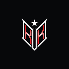 Modern Lettermark Logo with Star and Red Gradient on Black Background