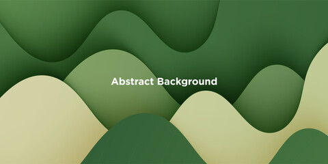 Abstract colorful realistic green wave background. Trendy wave shapes pattern design. Overlap wave layer background. Eps10 vector