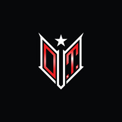 Modern Lettermark Logo with Star and Red Gradient on Black Background