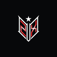 Modern Lettermark Logo with Star and Red Gradient on Black Background