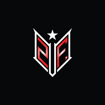 Modern Lettermark Logo with Star and Red Gradient on Black Background