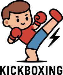 Cartoon kickboxer throws a punch