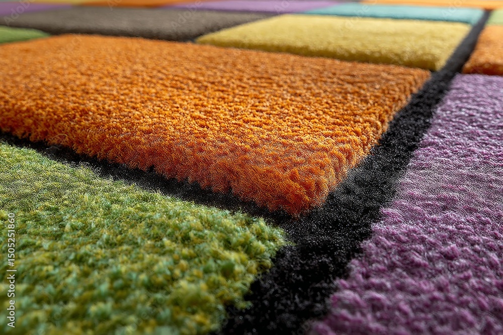 Poster colorful textured carpet squares in a vibrant indoor setting showcasing detail and design elements