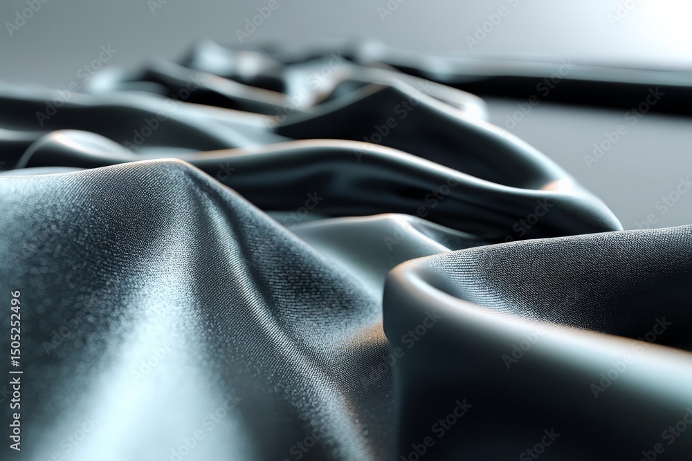 Poster Silken fabric draped gracefully across a smooth surface, showcasing light reflections and texture in a minimalist setting