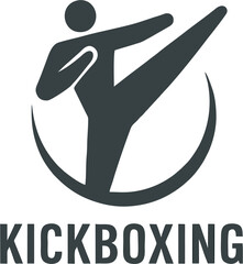 Martial artist kickboxing silhouette with text