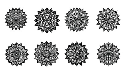 A vector floral mandala element set for winter and Christmas decoration