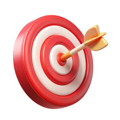 3D Render of Dart Arrow Hitting Red and White Target