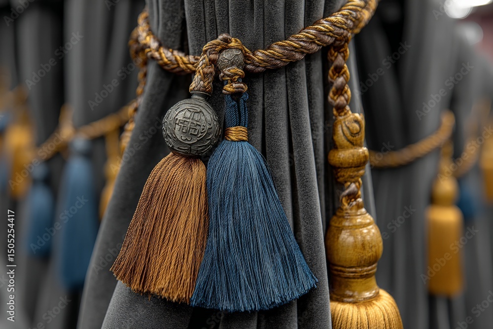 Aufkleber decorative tassels and curtain ties enhance the elegance of a formal setting in an interior design s
