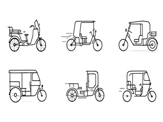 Rickshaw line art vector illustration for creative projects