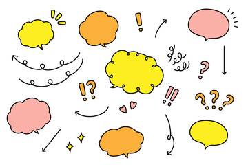 手書き風のかわいい吹き出しと矢印のセット