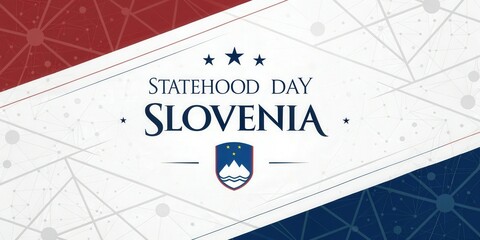 Celebrating Statehood Day Slovenia with minimalist geometric design in red, white, and blue tones
