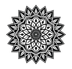 Abstract floral round lace vector pattern illustration with snowflake and star elements