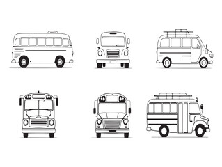 school bus line art modern style vector graphic