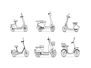 scooter line art graphic for urban transportation themes