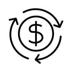 Money back guarantee outline icon. Money back guarantee icon isolated on white background. Transparent background, minimalist symbol. Vector images