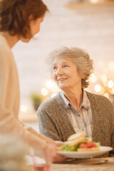 A cozy home with soft music playing in the background The caregiver prepares a sandwich and places it on a plate It feels gentle and thoughtful