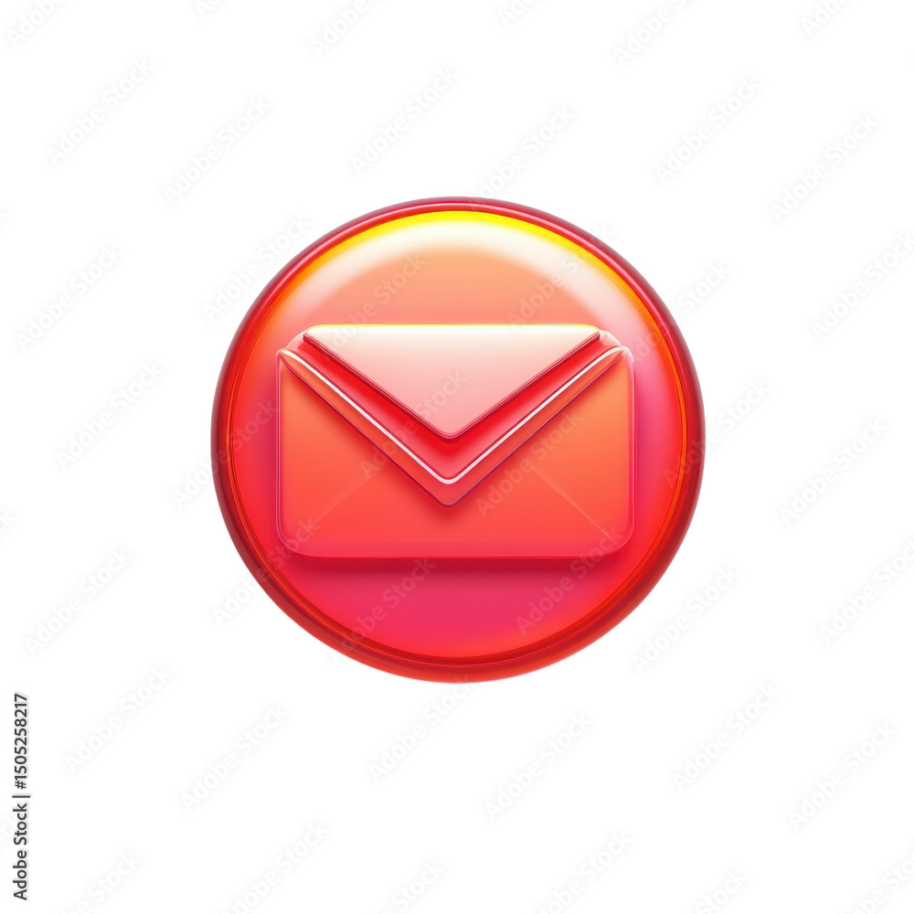 Poster an urgent message arrives in a shining red email notification glowing on on transparent background