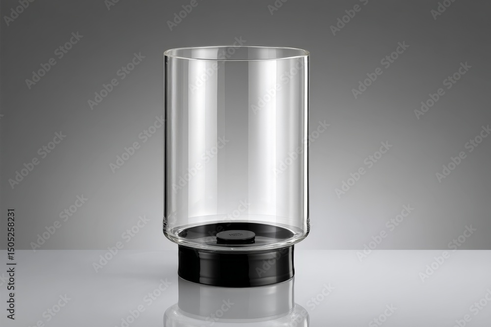 Poster Standing cylindrical container with a sleek design on a minimalist background