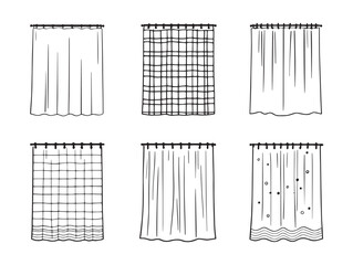 shower curtain line art bathroom design outline element