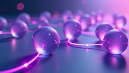 Series of purple spheres are arranged in a line, with a purple line connecting them