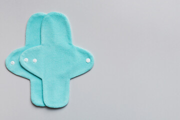 Eco-friendly reusable fabric women's pads. set of colorful bright reusable menstrual pads. zero...