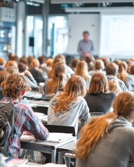 group of students with teacher on class