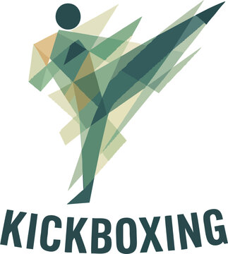Stylized kickboxer silhouette in geometric design