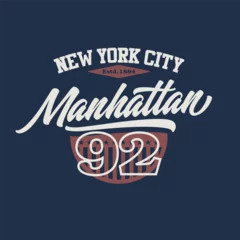 Selbstklebende Fototapeten Manhattan varsity league college slogan vector illustration for t-shirt and other uses © Antox