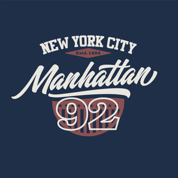 Manhattan varsity league college slogan vector illustration for t-shirt and other uses