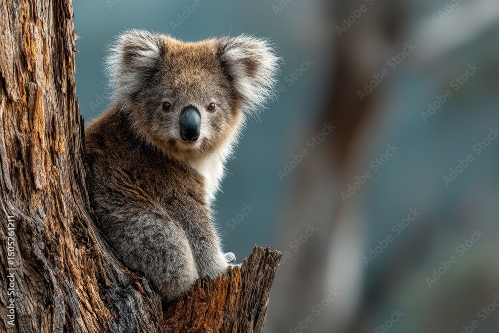 Poster koala resting on a tree branch in a natural habitat during daytime in australia