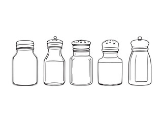 simple salt shaker line art illustration for food packaging